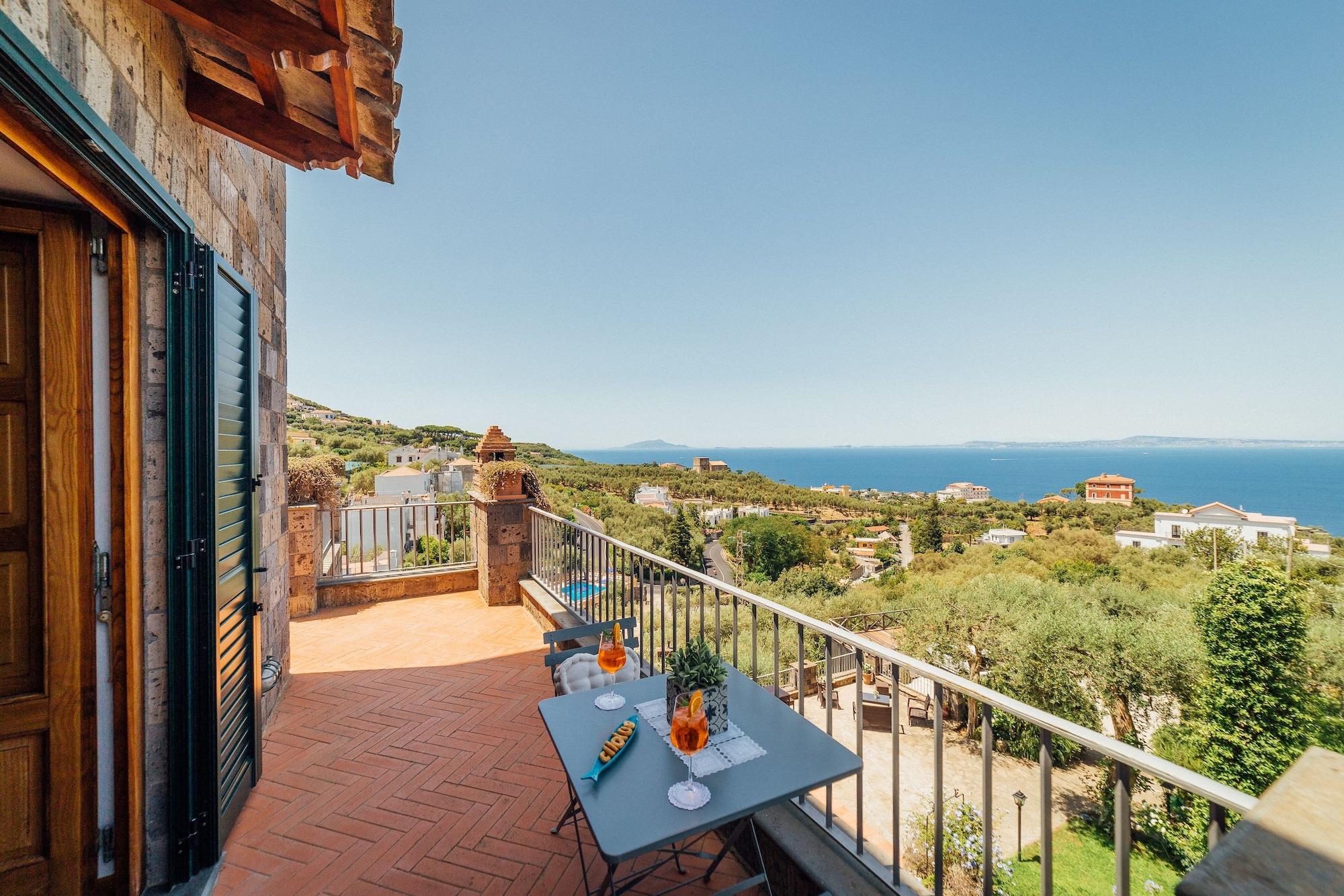 Villa Carolina Sorrento Private Heated Pool And Sea View ภายนอก รูปภาพ